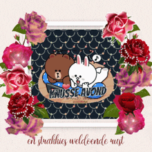 a picture of a bear and a rabbit with knusse avond