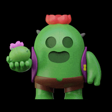 a cartoon character named spike is holding a cactus in his hand