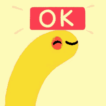 an illustration of a yellow snake with a red ok sign above its head