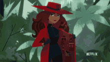 fixing clothes nod red hat red coat leave