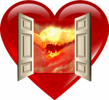 heart love door clouds red heart