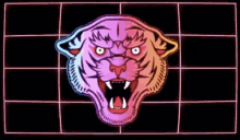 a cartoon of a tiger 's head with its mouth open