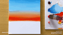 a painting is being painted on a canvas by joony
