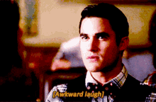 Glee Blaine Anderson GIF - Glee Blaine Anderson Awkward Laugh GIFs