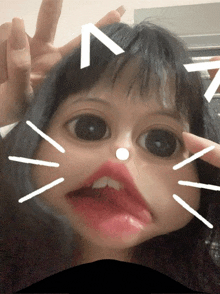 a close up of a person 's face with a cat face and the letter n on it