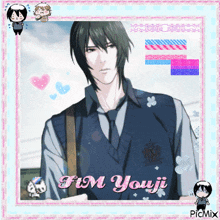 a picture of a boy with the name fm youji written on it