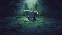 a person is chained to a brick wall with chains around them