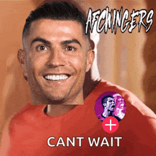 a picture of a man with a red shirt and the words cant wait