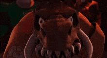 a close up of a cartoon character 's face with a green lantern emblem